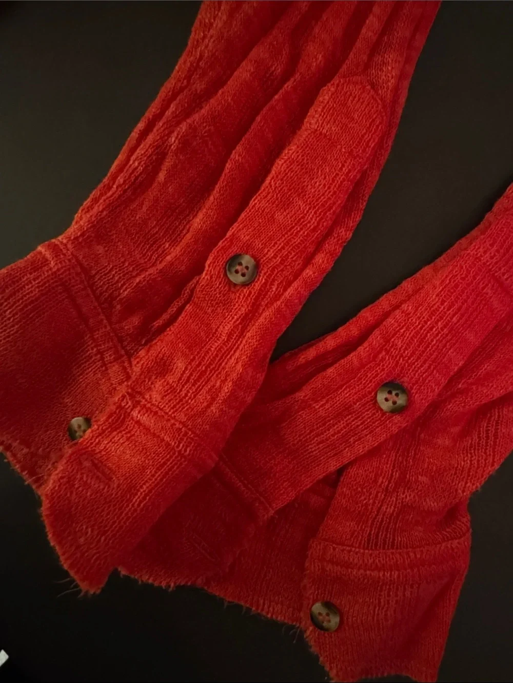 Free People Red Button-Up Lightweight Collared Shirt - Picture 3 of 6